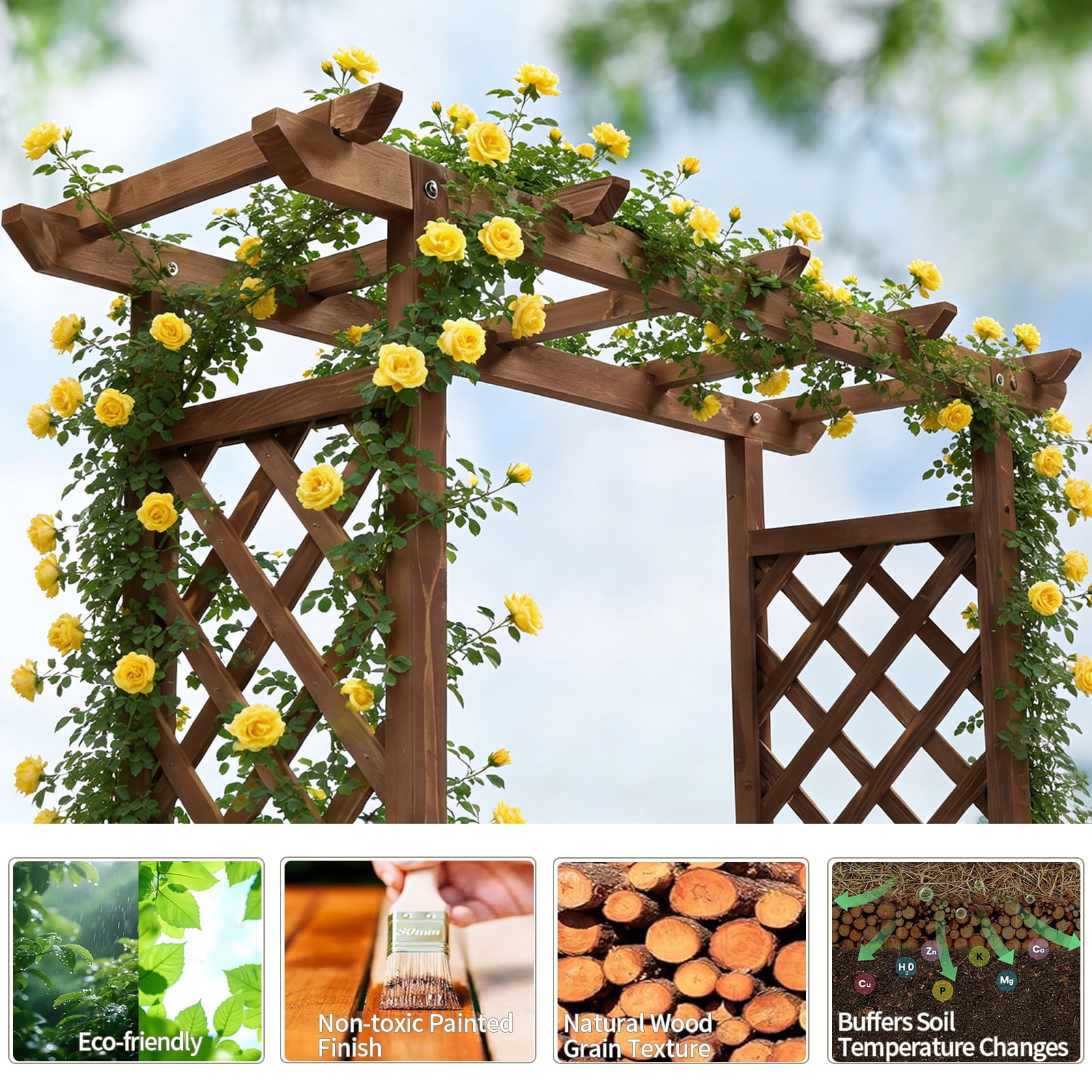 Raised Garden Bed Wooden Planting Frame Carbonized, 43.5*17.5*44.5