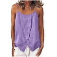 thumbnail image 2 of LEKWK Tank Tops for Women Camisole Loose Fit Spaghetti Strap Linen Cami Shirts Crew Neck Sleeveless Loose Fit Button Summer Tops Fashion Going Out Outfits, 2 of 8