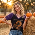 thumbnail image 3 of Textilo Women's Halloween Print T-Shirt Raglan Short Sleeve V-Neck Shirt Witch Graphic T-Shirt Halloween Funny Spooky Season Vintage Tee Tops, 3 of 6