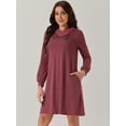 thumbnail image 2 of DARING DIVA Casual Long Sleeve Tunic Top Dress S Wine Red, 2 of 5