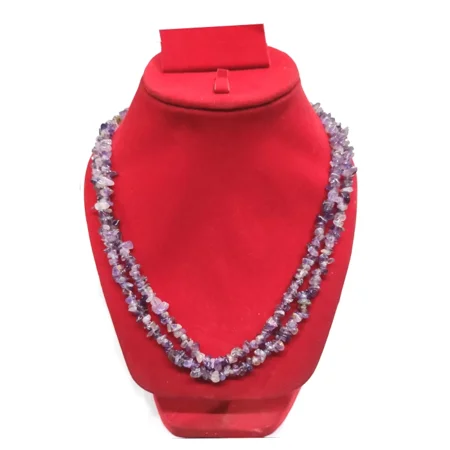 Nuvin Amethyst Mala Necklace Natural Crystal Stone Chip Bead Mala for Reiki Healing & Crystal Healing Stone for Unisex