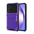 thumbnail image 1 of Nalacover Back Wallet Case for Samsung Galaxy A34 5G, Hidden Card Slot Dual Layers Rugged PC + Soft TPU Hybrid Military Grade Shockproof Cover Heavy Duty Lens Protection Non-Slip Case, Purple, 1 of 8