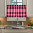 thumbnail image 5 of Pink Grid Pattern Tier Curtains Tier Kitchen Living Room Bedroom Balcony 2 Panels 27x24 Inch, 5 of 9