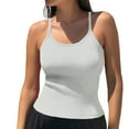 thumbnail image 2 of Womens Blouses Summer Women's Ribbed Round Neck Vest Basic Style Solid Color Slim Fit Elastic Top Going Out Tops for Women, 2 of 6