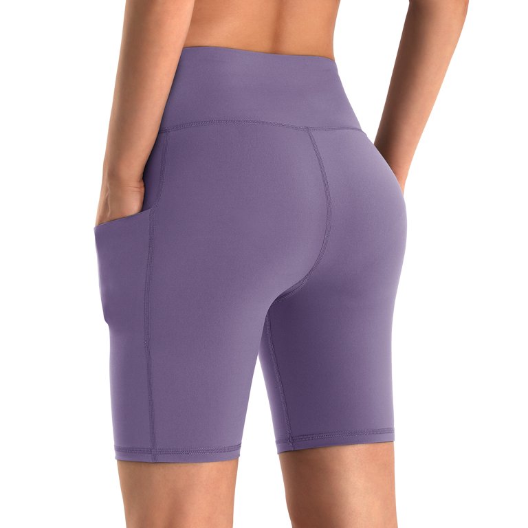 Promover Yoga Shorts with Pockets for Women Running Bike High Waist Bottoms  