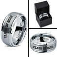 thumbnail image 4 of Tungsten Graduating Class Of 2019 Engraved Love Mom Band Ring 8mm Men Women Comfort Fit Gray Step Bevel Edge Brushed Polished, 4 of 4