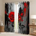 thumbnail image 2 of Rideaux de la Saint-Valentin pour Enfants, Rideaux de Jardin Romantique avec Roses Rouges et Papillons, Traitement de Fenêtre Vintage Noir Gris Hippie Graffiti Bloque 30 %-50 % de la Lumière, Œillets en Haut 2 Panneaux, 42wx90l, 2 of 6