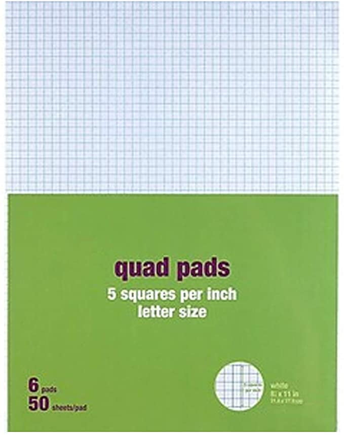MyOfficeInnovations Graph Pads 8.5' x 11' Graph White 50 Sheets/Pad 412585