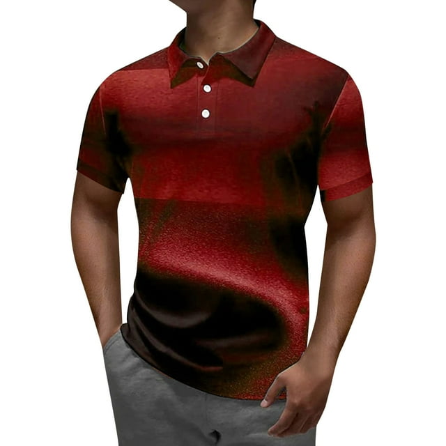 BOBOGOJP Polos pour Hommes Polo de Performance Évacuant l'Humidité (Rouge,3TG)