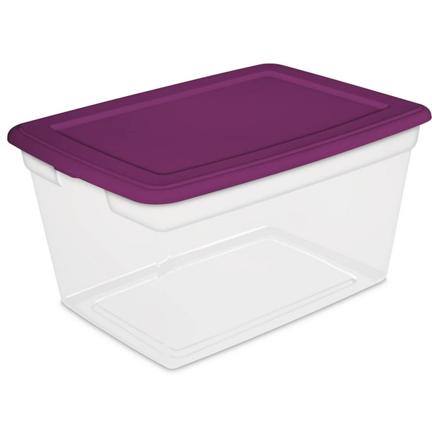 Sterilite 58Quart Storage Box, Berry Bright