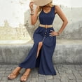thumbnail image 5 of Women's mid-length casual vacation dress with belt, new summer sleeveless vest dress, 5 of 5