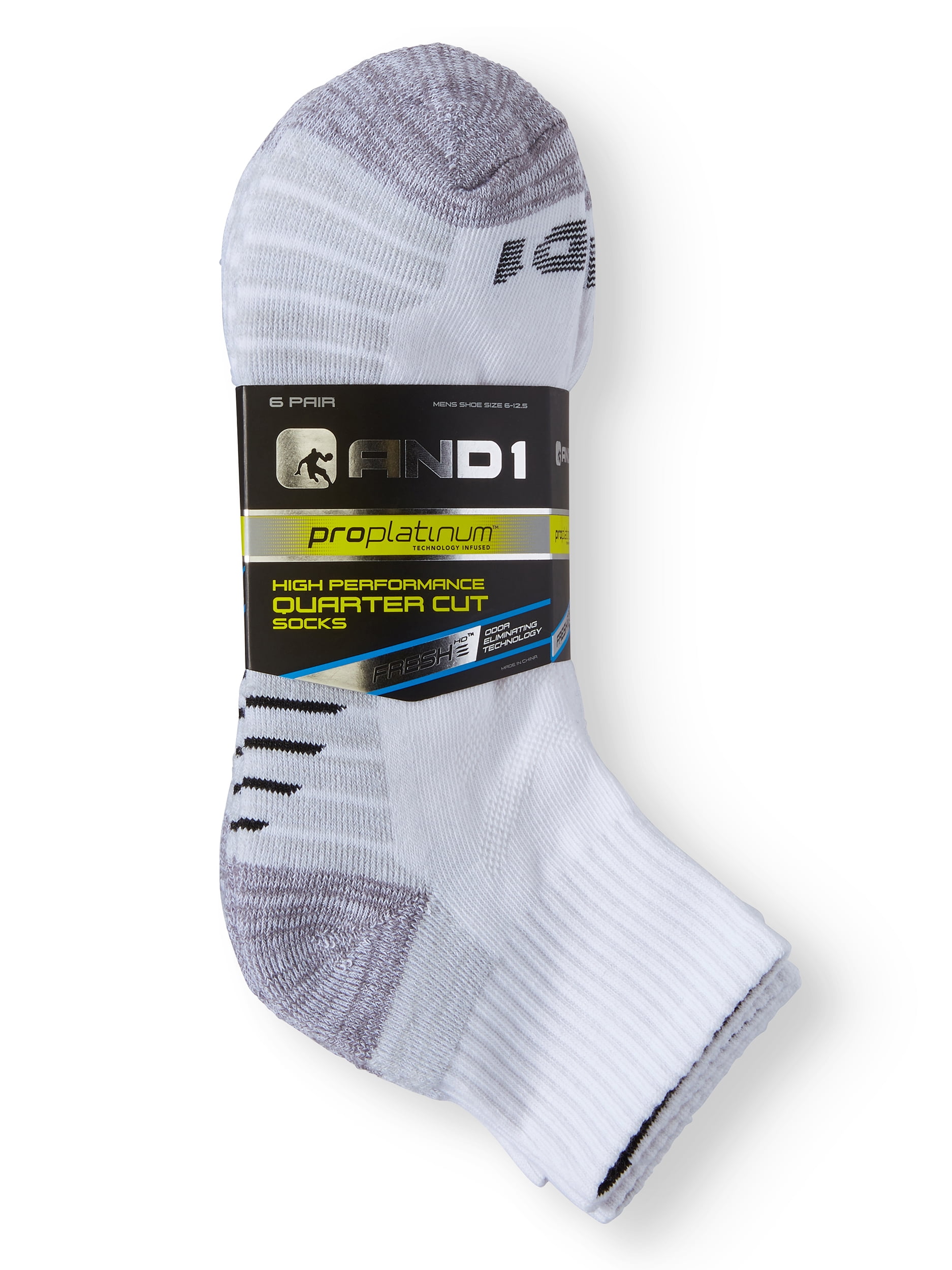 Men‘s Pro Platinum Quarter Cut Socks, 6 Pack