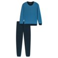 thumbnail image 1 of UNCOVER by SCHIESSER Pijama para hombre, conjunto de 2 piezas - largo, cuello redondo, algodón, liso/estampado Azul S (Small), 1 of 6