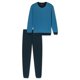 thumbnail image 1 of UNCOVER by SCHIESSER Pijama para hombre, conjunto de 2 piezas - largo, cuello redondo, algodón, liso/estampado Azul S (Small), 1 of 6