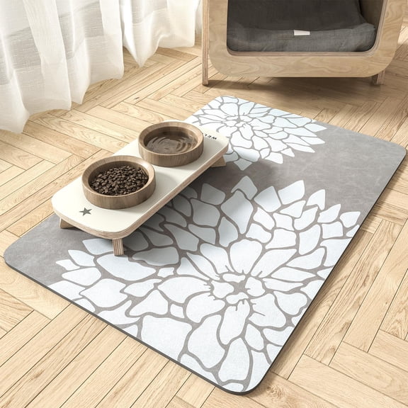 MontVoo-Pet Feeding Mat-Absorbent Floral Cat&Dog Food Mat-Dog Mat for Food and Water Bowl-No Watermark Quick Dry Dog Water Dispenser Mat Pet Placemat-Pet Supplies & Accessories 12" X 19"