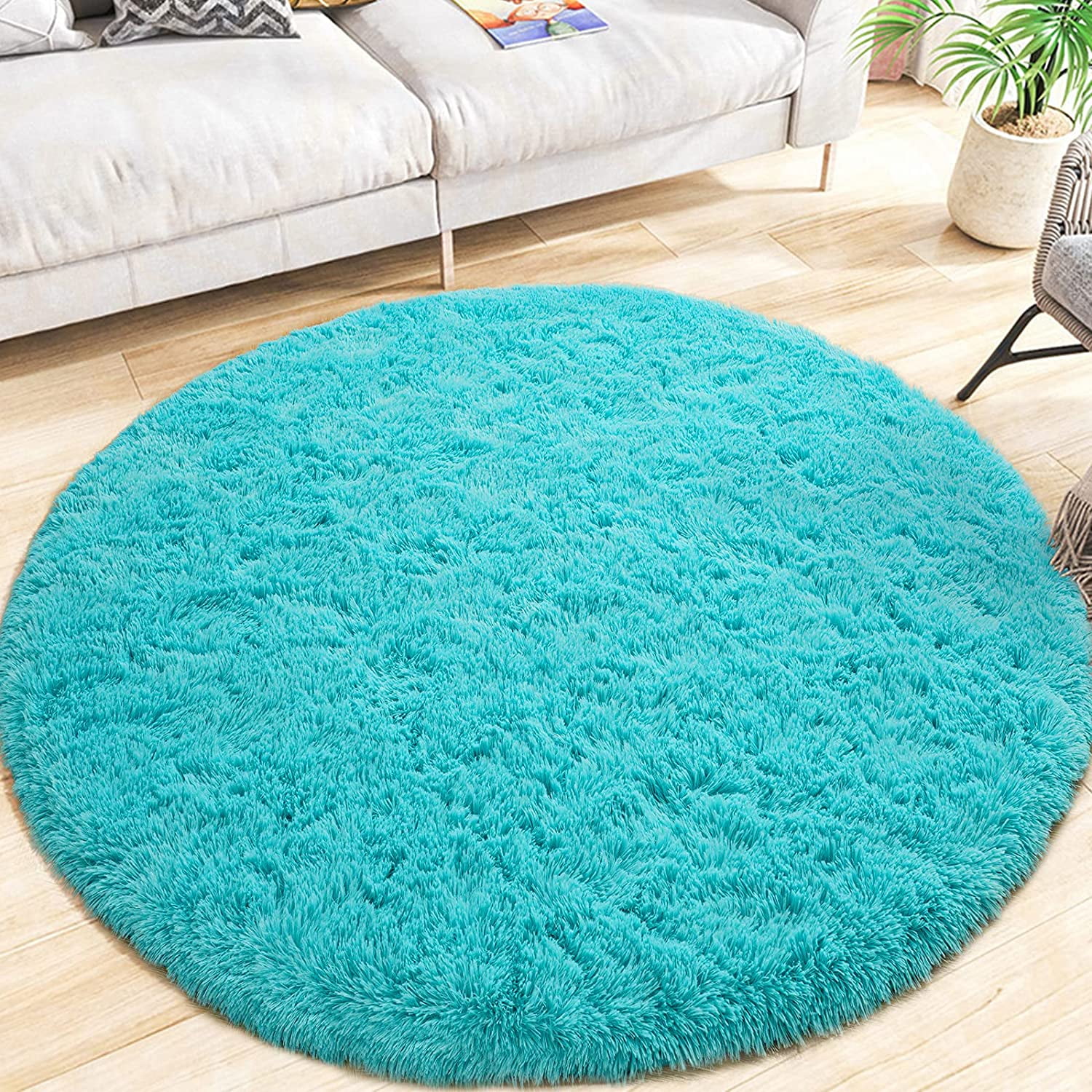 Fluffy Round Rug Carpets, Modern Shaggy Circle Rug Walmart Canada