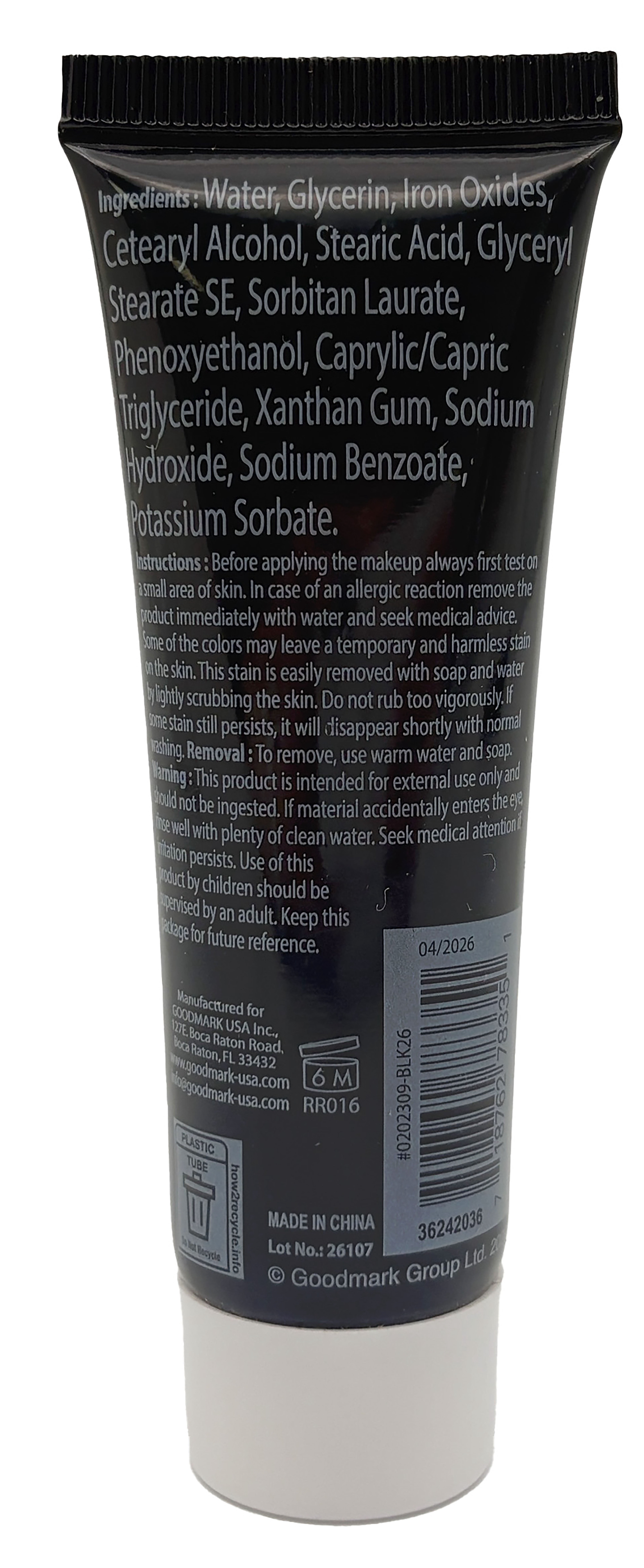 Body Paint, Halloween Make-Up for Adults, Black, 1oz , by Goodmark