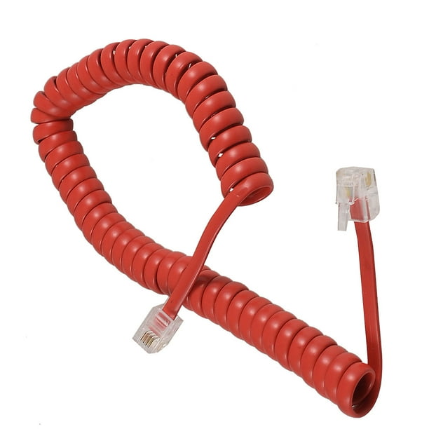 Unique Bargains Replacement RJ9 4P4C Plug Coiled Telephone Handsets