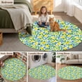 thumbnail image 5 of Round Rugs 3.3Ft, Summer Lemon Round Area Rug Washable Indoor Throw Carpet, Green Botanical Blue Flowers Soft Non Slip Circle Rug for Laundry Room Patio Home Decor Aesthetic, 5 of 8
