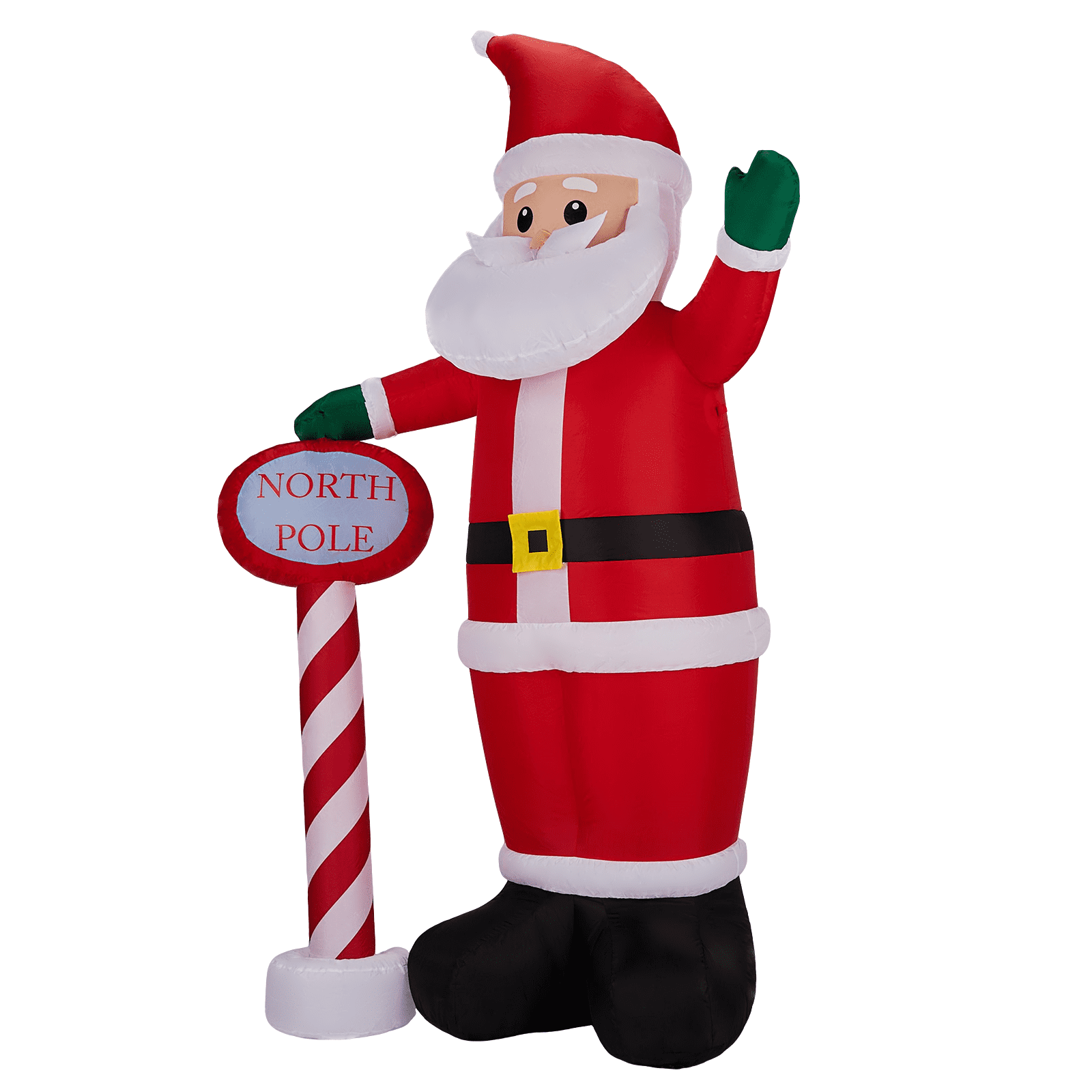 Astoutdoor Lighted Christmas Inflatable Decoration, Inflatable Santa with North Pole Road Sign, Blow Up Yard Decoration with Built-in LED Lights, 57.1 x 35.4 x 96.5 in