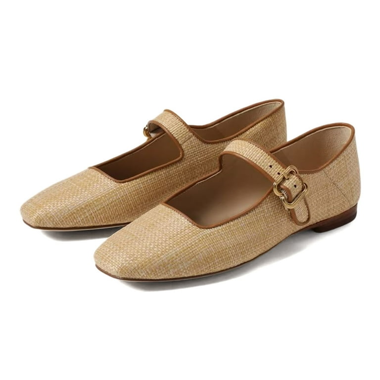 XYD Women Comfy Square Toe Mary Jane Flats Single Strap