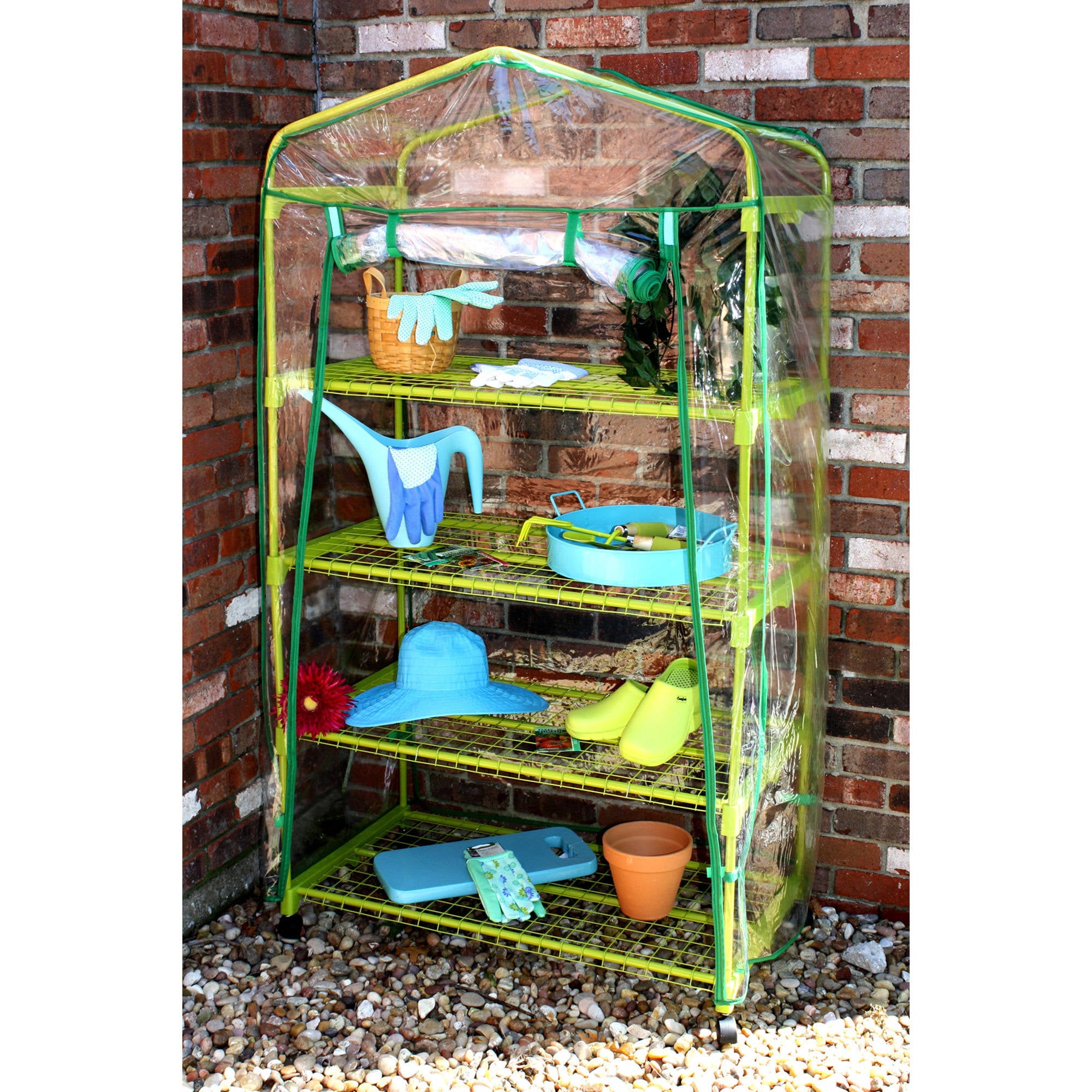 Portable Garden Greenhouse with Wheels, Green by MidWest Quality Gloves