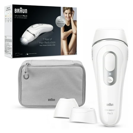 Braun Silk·expert Pro 3, PL3221 IPL for Women and Men, At-Home Hair Removal System, with Venus Razor, Zip Pouch, Wide Head and Precision Head