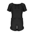 thumbnail image 4 of Pajamas for Women Set Evening Lounge Womens Pajama Sets Crew Neck Soft Pj Set Short Sleeve Shirts Matching Pjs for Couples Black, 4 of 7