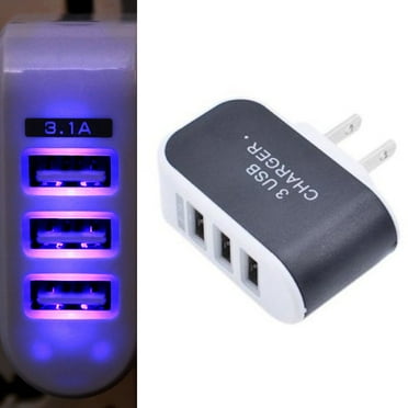 Black Multi 3-Port USB AC Wall Charger Home Plug 3.1A Universal for Cell Phones