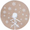 thumbnail image 1 of Falda de árbol de Navidad de arpillera, tapete para árbol de Navidad con copos de nieve blancos, falda de árbol de Navidad, adornos navideños (caqui, 75 cm), 1 of 4