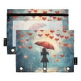 thumbnail image 2 of 2 Pack Pencil Pouch for 3 Ring Binder Smooth Zipper Folders with Pockets Clear Window Pencil Case Raining Love Hearts, 2 of 6