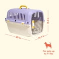 thumbnail image 3 of Oodles 20" Plastic Travel Pet Kennel, with Clip On Bowl, Purple, 3 of 14