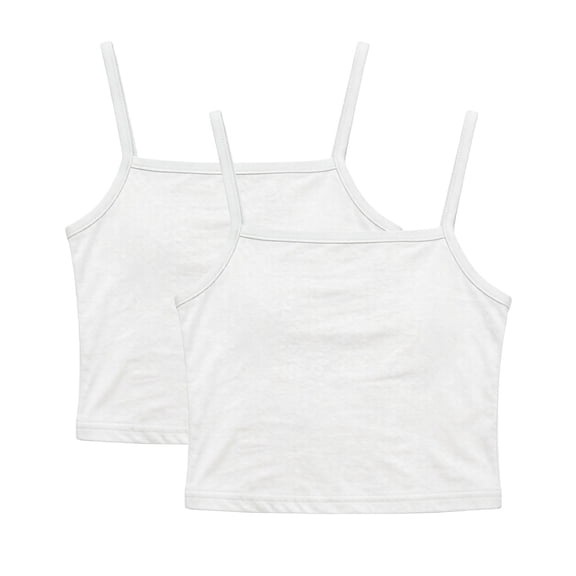OGLCCG 2 Pack Girls Tank Tops Summer Spaghetti Strap Sleeveless Crop Cami Top Scoop Neck Undershirts for Teens Girls 3-14 Years