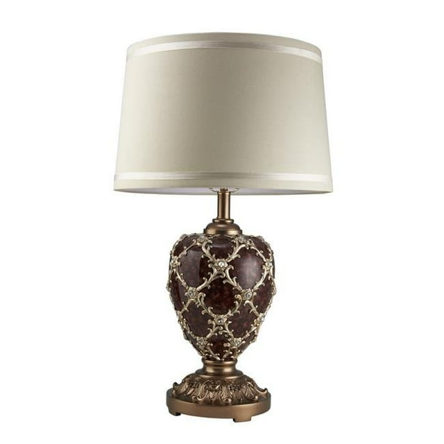 OK Lighting ORE-4298T Lampe de Table 28.75 Po. Pochoirs Curvae, Marron & Or