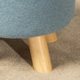 thumbnail image 4 of Modern Round Ottoman Foot Rest Stool/Seat with Linen Fabric and Non-Skid Wooden Legs (Blue), 4 of 14
