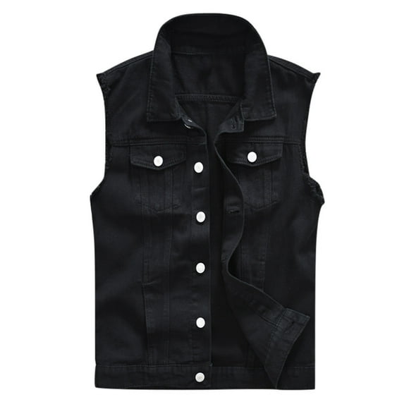 Mens New Fashion Denim Vest Casual Cowboy Jacket In Shoulder Blouse