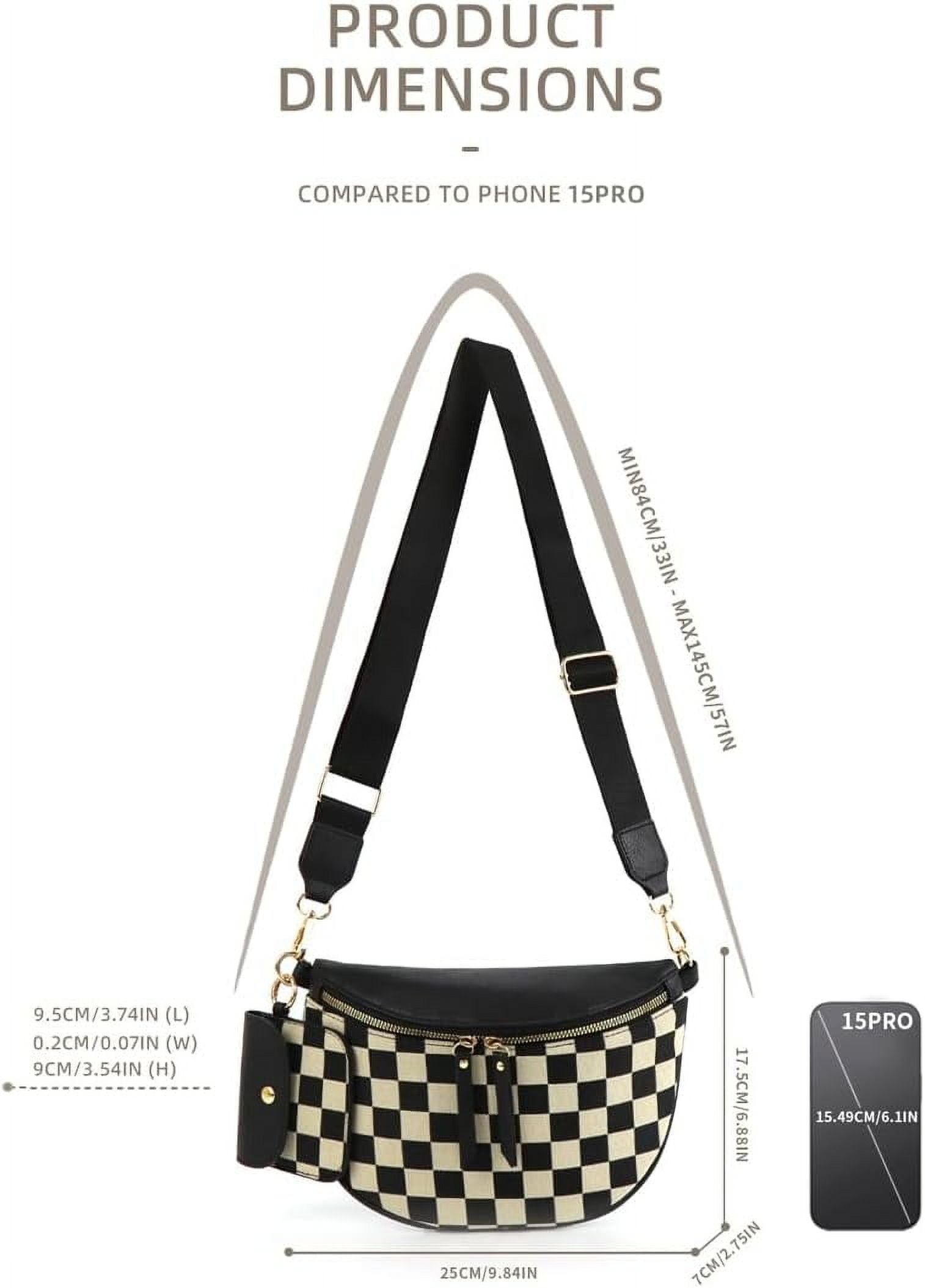 JUYGO 2 Pcs Checkered Crossbody Bags for Women Bum Bag Checkered Cross Body Sling Backpack Satchels Shoulder Wallet Purses