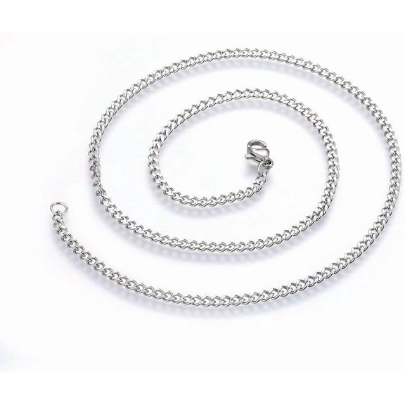 1pc Non-Tarnish 304 Stainless Steel Curb Chain Necklaces with Lobster Clasps Stainless Steel color 17.72 inch(45cm)