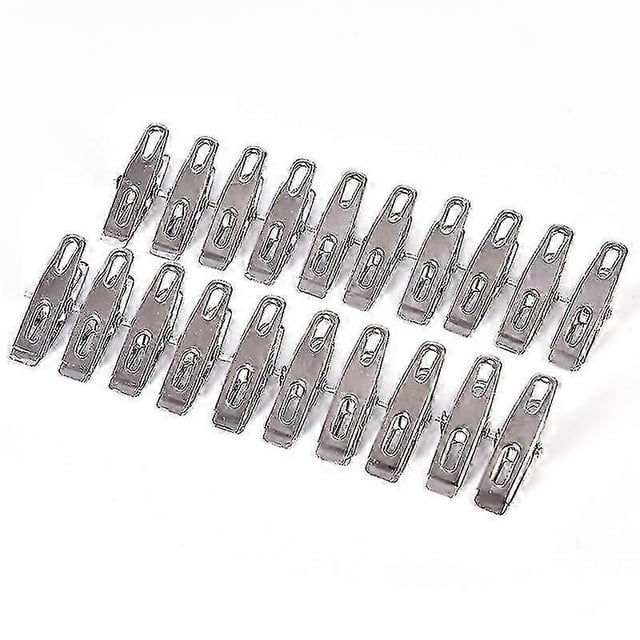 20 pinzas de ropa de acero inoxidable, abrazaderas metálicas para lavandería, pasadores de metal para colgar, clips Shytmv