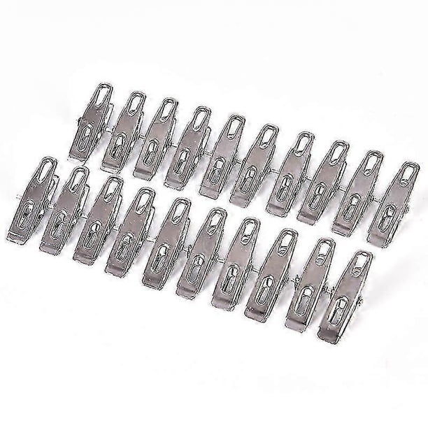20 pinzas de ropa de acero inoxidable, abrazaderas metálicas para lavandería, pasadores de metal para colgar, clips Shytmv