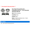 thumbnail image 2 of Rear Brake Pad and Rotor Kit - Compatible with 2011 - 2019 Chevy Silverado 2500 HD 2012 2013 2014 2015 2016 2017 2018, 2 of 2