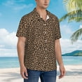 thumbnail image 2 of Wukai Brown Leopard Men's Hawaiian Shirt Short Sleeve Casual Button Down Summer Beach Aloha Shirt Tropical Print Holiday Party, 2 of 8