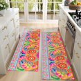 thumbnail image 4 of Kitchen Rugs Sets Of 2,Colorful Pioneer Flower Pattern Anti Fatigue Kitchen Mat Rugs Non Slip Washable,Decorative Kitchen Floor Mats for Kitchen,Sink,Laundry,17"X47", 4 of 5
