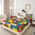 thumbnail image 4 of Castle Fairy Colorful Brick 4 Pieces Queen Sheet Sets,Building Blocks Ultra Soft Flat Sheet,Construction Game Queen Fitted Sheet,Luxury Kids Bedroom Decor, 4 of 7
