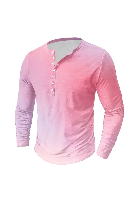 Summer Top For Men 2025 T Shirts For Man Men'S Printing Button Casual Long Sleeve Round-Neck Blouses Shirts Mens T-Shirts Graphic Tees
