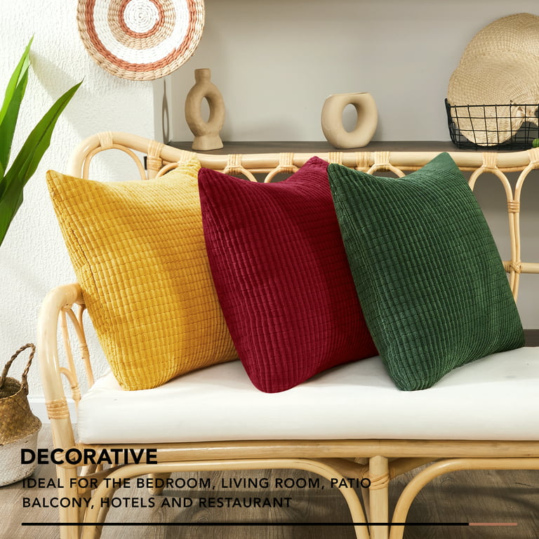 Lewondr Corduroy Throw Pillow Covers 20x20, Set of 4 Multi-Color Matching  Square Soft Throw Pillow Cases Modern Stripes Couch Pillows for Living Room