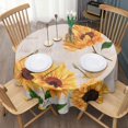 thumbnail image 3 of Newspaper Text Sunflower Pattern Round Tablecloth 60"x60",Wrinkle Wipeable Table Cloth for Kitchen Dining Room Picnic Patio Party, 3 of 6