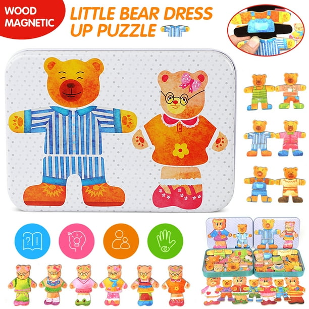 bottom mourning Criticism LNKOO 36Pcs Magnetic Wooden Bear Family Dress up Puzzle Box - Sorting and  Matching Jigsaw Puzzle - Wooden Sorting Toys, Wooden Puzzles for 3 4 5 6  Year Girls Boys(Preschool, Mix-and-Match Outfits) - Walmart.com