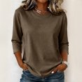 thumbnail image 2 of Womens Crew Neck 3/4 Sleeve Tops Casual T Shirts Fall Loose Fit Dressy Plain Basic Tops L, 2 of 4