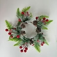 thumbnail image 2 of Mini Christmas Candle Rings Wreaths 11.02 Inch Pine Garland with Red Berries Pinecones Artificial Wreaths for Table Centerpieces Cabinet Pillar Window Wall Holiday Decor, 2 of 6